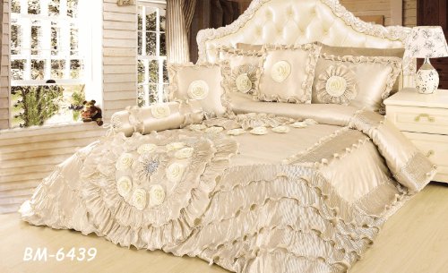 Tache King 6 Piece faux Satin/Sateen Comforter Set Royal Wedding Chamber in,Cream