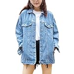 Women’s Oversized Mid Long Trucker Denim Jacket Jean Biker Coat www.denim.fit