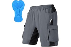 VAYAGER Men's Mountain Bike Shorts 3D Padded Bicycle MTB Shorts Loose-fit Lightweight MTB Cycling Shorts