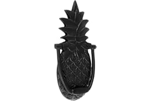 Renovators Supply Manufacturing Door Knockers for Front Door 8 in. Black Finish Solid Brass Pineapple Shaped Door Knocker with Mounting Hardware