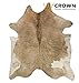 Crown Home Innovations | Brazilian Cowhide Area Rug | 100% Authentic Natural Leather | Unique Stylish Decorative Accent | No Smell or Shedding | Color, Buttercream | Size, 6’x 7’