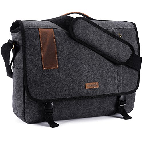 17.3 Inch Laptop Messenger Bag, Vintage Canvas Shoulder Bag for Men by VONXURY