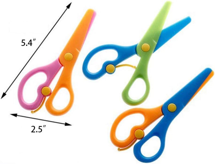 LovesTown Preschool Training Scissors, 4Pcs Children Safety Scissors Pre-School Training Scissors Safety Scissors Art Craft Scissors