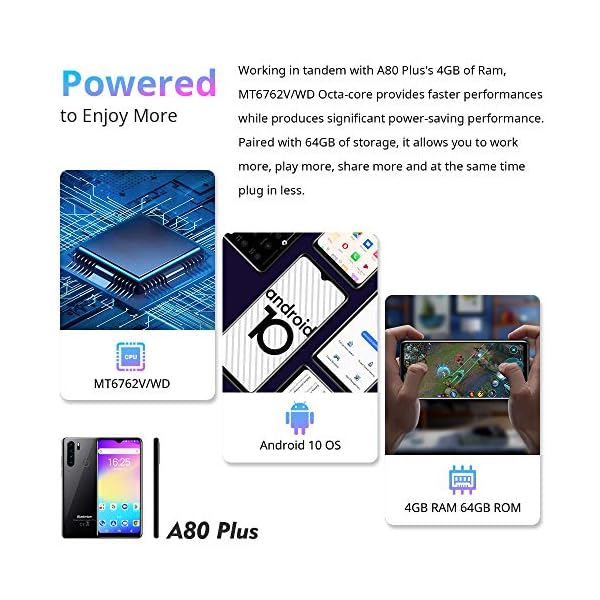 Mobile-PhoneBlackview-A80-Plus-Smartphone-Android-10-Phone-Dual-SIM-Free-Phones-with-4680mAh-Big-Battery649-inches-Waterdrop-Full-Screen4GB-RAM64G-ROMQuad-Rear-CameraFingerprintFace-ID-Black 4G Mobile Phone, Blackview A80 Plus Smartphone SIM Free Android 10 Phone with 4680mAh Big Battery, 4GB RAM+64GB ROM…