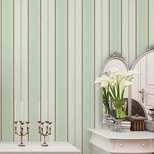 GAOJIAN Vertical Striped Green Non-Woven Wall Stickers Modern Bedroom Living Room Tv Background Wall Paper Width 0.53M Long 10M, a