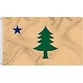 1901-1909 Maine Flag 3x5 Ft,Made of Glossy Fabric -Silk-USA State United States Flags Decoration Gift Yard House Banner