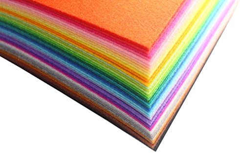 KK-BZB 40Pcs DIY Felt Nonwoven Fabric Sheet, 5.9 5.9 inches (15CM X 15CM), Approx 1.0 mm(0.04 inch) Thick , Assorted Color Felt Pack Craft Work 40 Colors Squares, DIY Craft Squares KK-BZB