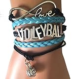 Handmade Infinity Love Volleyball Bracelet-sports Braid Leather Cord Wrap Charm