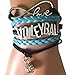 Handmade Infinity Love Volleyball Bracelet-sports Braid Leather Cord Wrap Charm