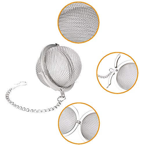 2Pcs Update Mesh Tea Ball + 1Pc Tea Scoop, Besego 100% Stainless Steel Tea Filter, Premium Leakproof Tea Infuser Strainers, Tea Interval Diffuser