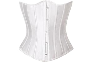 Derssity Womens Satin Vintage Underbust Corset Boned Lingerie Bridal Corset Tops Lace up