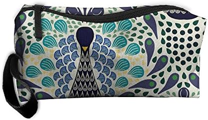 Art Deco Peacock Cosmetic Bags Brush Pouch Makeup Bag Zipper Wallet Hangbag Pen Organizer Carry Case Wristlet Holder