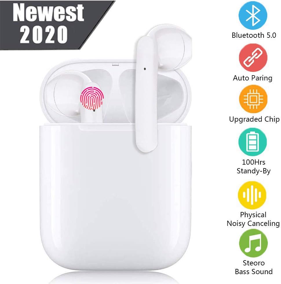 Wireless Earbuds Bluetooth 5.0 Headsets 3D Stereo Headphones with Fast Charging Case,Auto Pairing in-Ear Ear Buds IPX5 Waterproof Mini Sports Earphones for iPhone/Android Bluetooth Earbuds