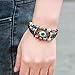 Real Spark Vintage Mystic Eye Charm Leather Wrap Bracelet, 3 Beaded Strands Set