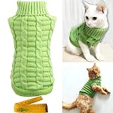 Wiz BBQT Knitted Braid Plait Turtleneck Sweater Knitwear Outwear for Dogs & Cats (Green, XS)
