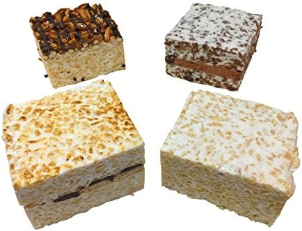 Gourmet Marshmallow Crispy Rice Treats - 4 Cakes (Plain, Cocoa, Pretzel, S'Mores)