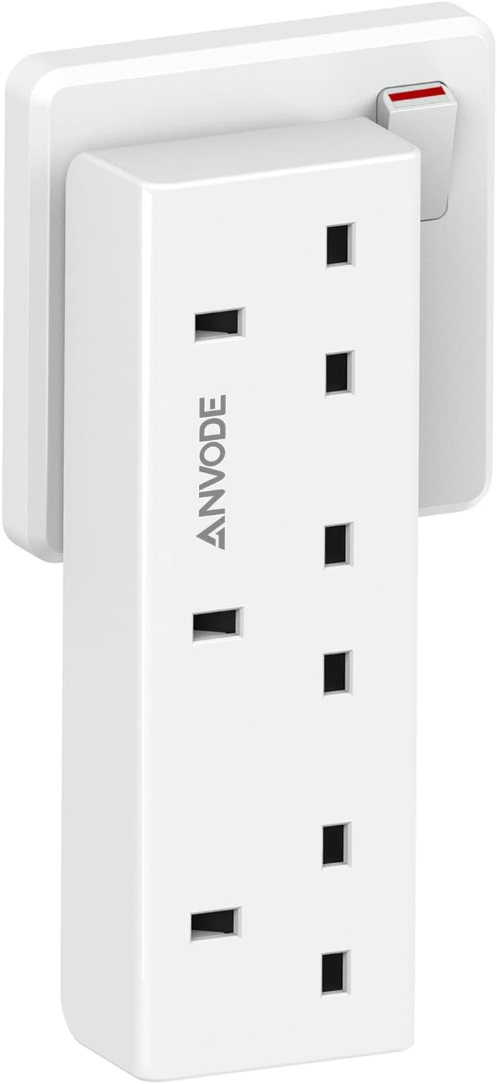 ANVODE 3 Way Plug Adapter Vertical Wall Socket Extender 3250W 13A White