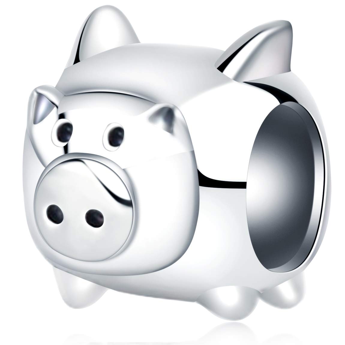 Flying Pig Charms, Fit Pandora Animal Charm Bracelet, 925 Sterling Silver Piglet Piggy Bead, Gift for Boy/Girl/Best Friends