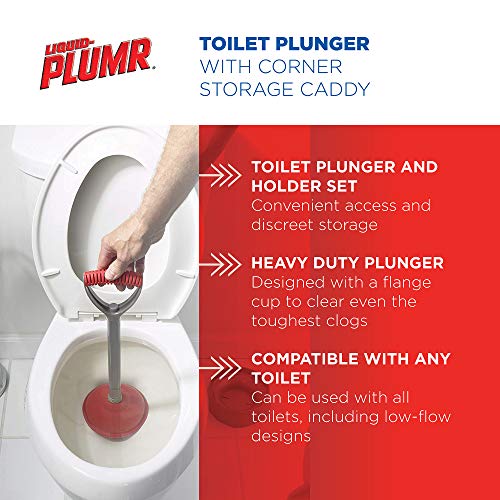 LiquidPlumr Storage 6.75” x 22” (Color May Vary) Toilet Plunger with
