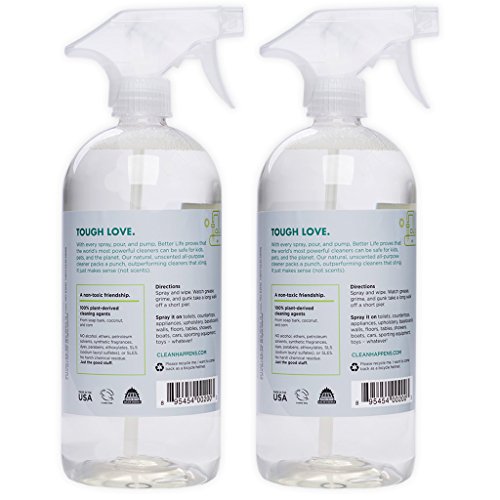Better Life Natural All-Purpose Cleaner, Safe Around Kids & Pets, Unscented, 32 Ounces (Pack of 2) Health & Household, Household Supplies, Household Cleaning, All-Purpose Cleaners
