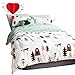 BuLuTu Siberia Forest Theme Cotton US Queen Kids Bedding Collections(1 Duvet Cover 2 Pillow Shams) White Reversible Full Quilt Bedding Sets with 4 Corner Ties