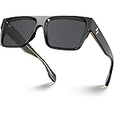 VISOONE Oversized Square Flat Top Sunglasses Women Men Retro Trendy Fashion Accessories UV400 Protection Shades Alba