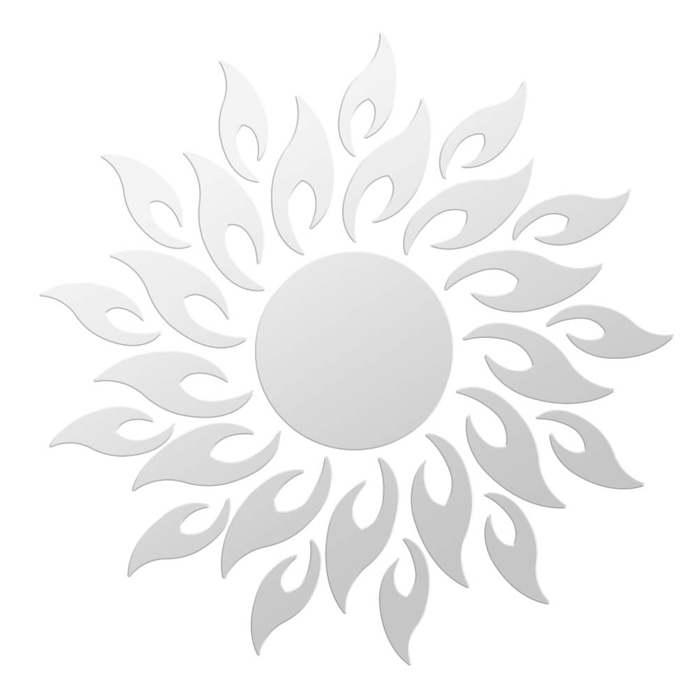3d Sunflower Acrylic Mirror Removable Wall Sticker Mirror Effect Decal For Tv Background Wall Sofa Background Wall Dining Room Bedroom Wardrobe Silver