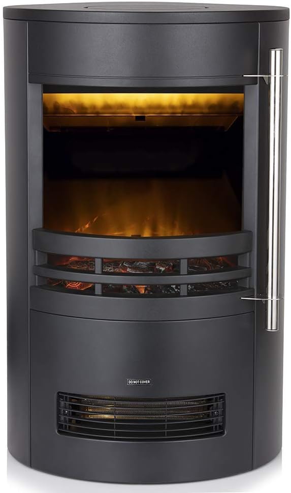 Warmlite 2Kw Electric Stove Heater Led Log Flame Effect - Black