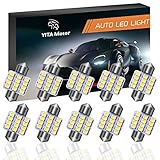 YITAMOTOR 31mm Festoon LED Bulbs Super Bright White LED Interior Car Lights Error Free CANBUS 12-SMD 3528 Chipsets, DE3175 LED Bulb, DE3022 LED, 3021 LED Bulbs - Pack of 10