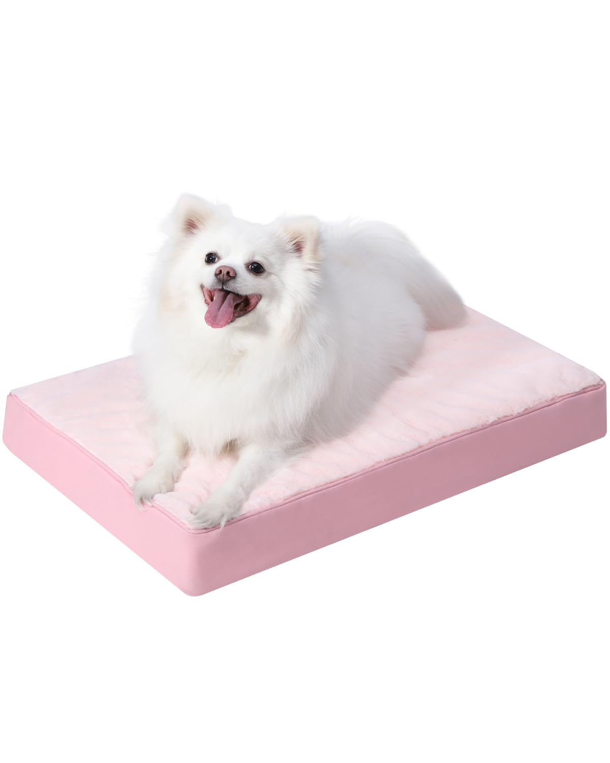 Photo 1 of KSIIA Orthopedic Dog Bed Waterproof Dog beds for Medium Dogs Deluxe Plush Washable Pet Mat with Egg Crate Foam & Removable Cover, 29 x 18 Inch, Pink