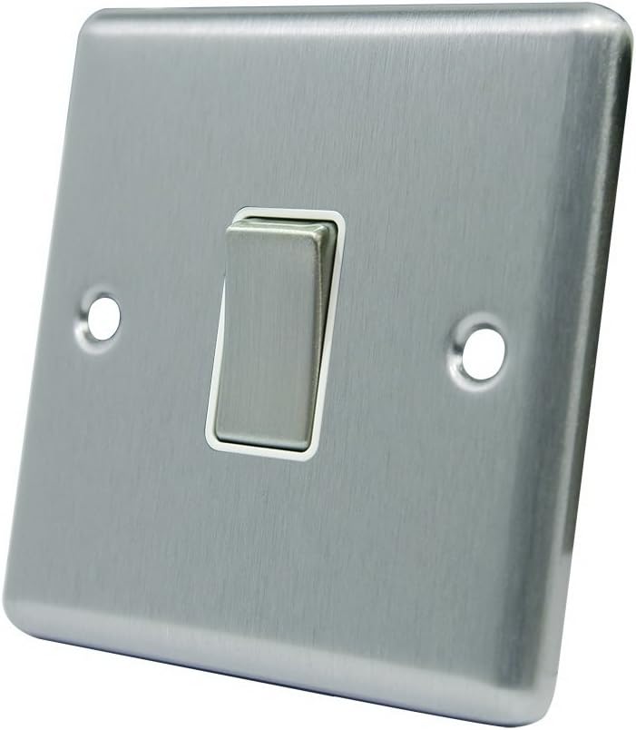 AET CSC1GSWIWSI 10 A 1-Gang Satin Finish Chrome Classical Single Intermediate White Insert Metal Rocker Light Switch