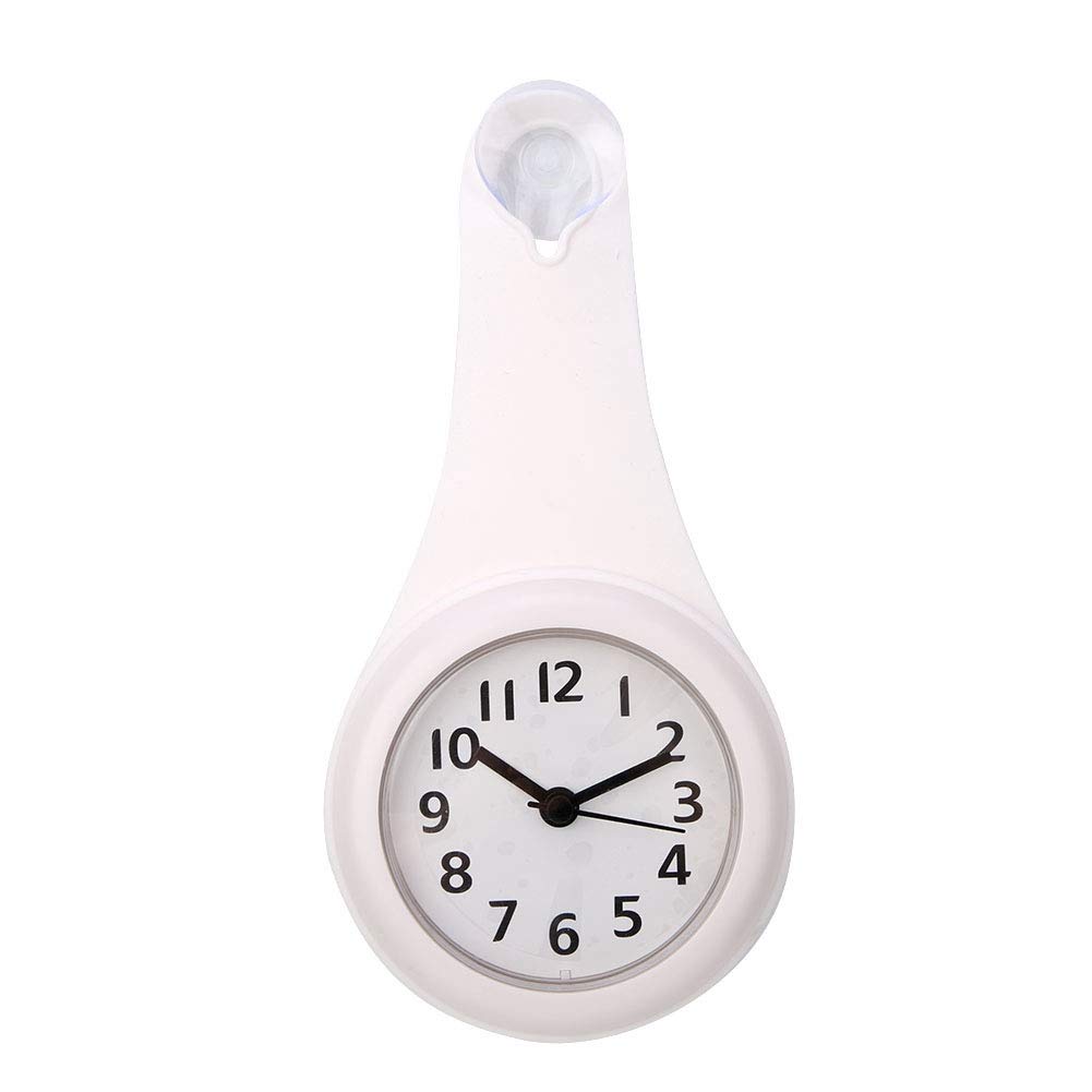 Garosa Waterproof Bathroom Clock with Suction Cup Hanging Mirror Design Durable Plastic Wall Decorative Clock for Bathroom White