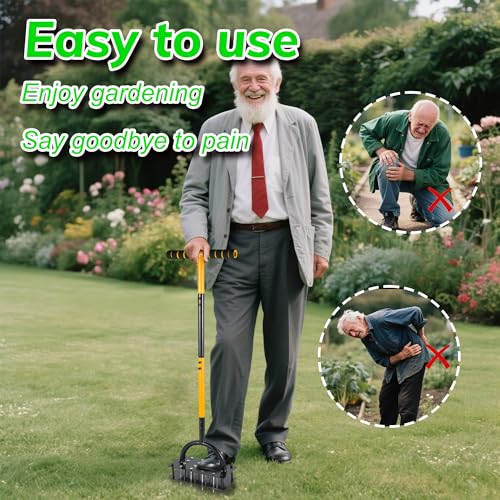 Aireador de césped de jardín y aireador de césped, aireadores manuales de tapón de zacate y herramienta de limpieza, herramientas de aireación de núcleo, aireador manual de patio para césped con