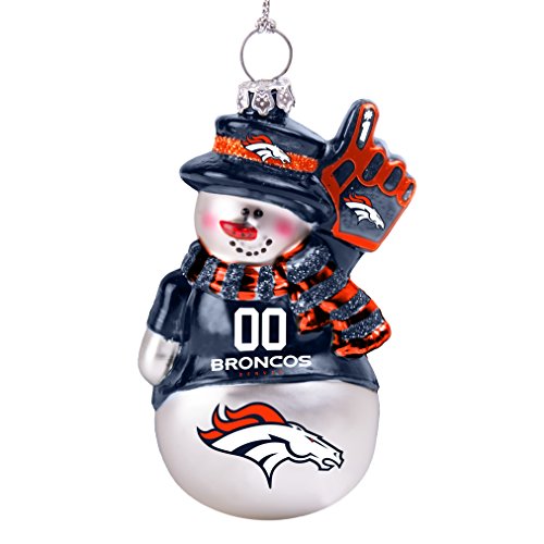 Broncos Glitter Snowman Ornament
