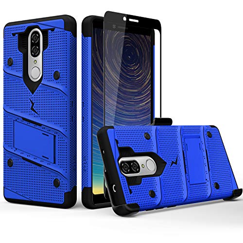 ZIZO Bolt Series Coolpad Legacy Case Military Grade Drop Tested with Full Glass Screen Protector Holster Kickstand Blue Black