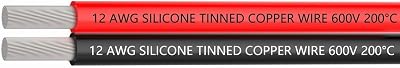 TUOFENG 12 AWG Silicone Wire 30 ft Black Red 2 Conductor Tinned Copper 600V