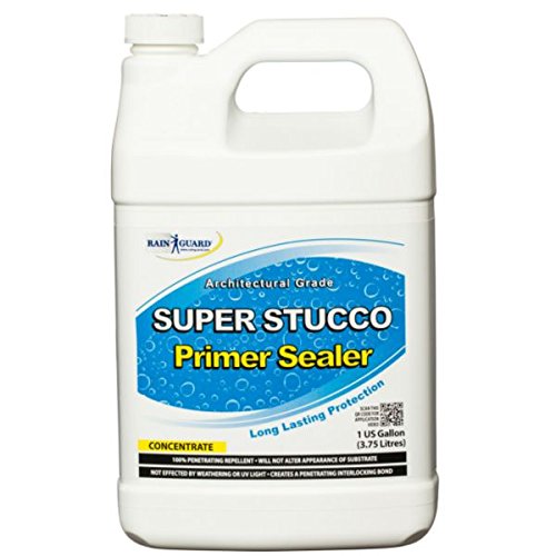 Rain Guard Water Sealers CR-0300 Super Repellent Sealer Primer - Protect Outside Stucco Walls from Water Damage. 1 gal Concentrate Makes 10 gal Ready-to-Use, Water Based, Clear, Bottle