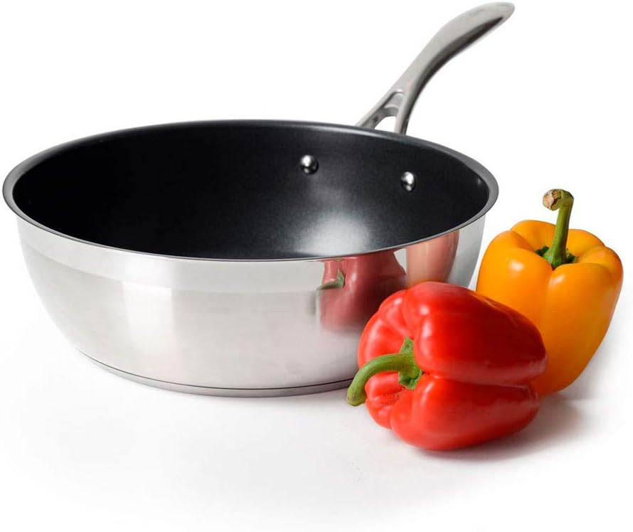 ProCook Professional Stainless Steel - Sauteuse - 28 cm - mit Antihaftbeschichtung - mit CoolTouch Griff - Induktion - Edelstahl - Schwenkpfanne