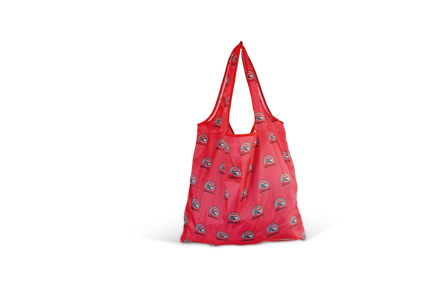 BRISA VW Collection - Volkswagen Reusable Polyester Shopping Bag Grocery Sack with T1 Bus Campervan Motif (Vintage Logo/Red) — image 1