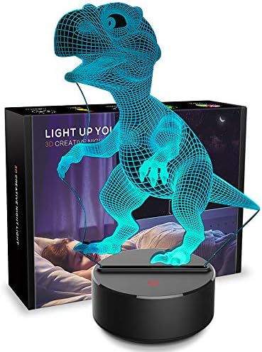 3D Night Light Dinosaur 3D Lamp Optical Illusion Nightlights Touch Switch Bedside Lamp 7 Colors Changing LED Lamps Perfect Birthday Gifts for Girls Kids Children Boys Adults Women (N01 Dinosaur)
