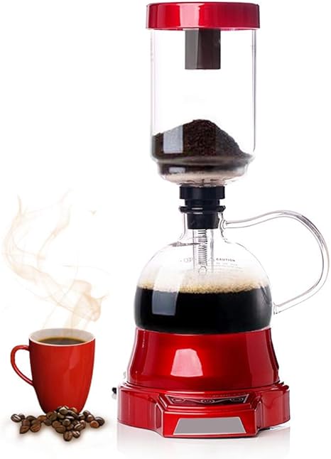 Amazon Co Jp Yjingrui サイフォン コーヒーメーカー 電気 400ml 1 4人用 家庭用 タイマー付き サイフォン式 おしゃれ 110v 赤い ホーム キッチン