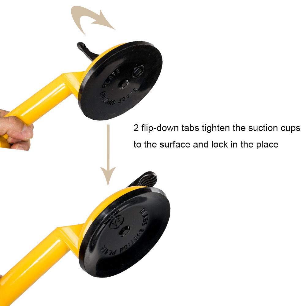 WeFoonLo Heavy Duty Iron Handle Double Suction Cup Plate Glass Holder Dent Remover Puller, Yellow - Image 5