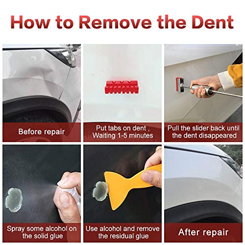 Dent Puller - Dent Remover With T Bar Dent Puller And Upgraded Dent Puller Tabs For