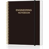Engineering Notebook/Engineer Graph Paper Notebook - (.25" Grid Format), Lab Notebook Quad Ruled Book with Grid Pages: Table of Contents for Chemistry, Physics, Biology, 8" x 10", Spiral Bound, Black
