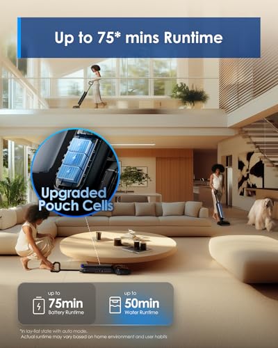 Tineco Floor One S9 Artist Pro Wet Dry Vacuum Cleaner, 22kPa Suction, 360° SmoothDrive, Anti-Tangle Design, 85℃ Flashdry, 75 Min Runtime, Dual-Edge Cleaning, 180° Lay-Flat
