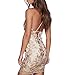 Mansy Women's Bandage Backless Strap Bodycon Party Dress,Gold,Small
