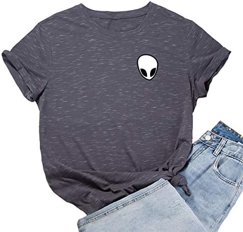 UR Ladies Teen Girls Short Sleeve Funny Cute Alien Crop Top T-Shirt