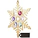 24K Gold Plated Snowflake Ornament Made with Genuine Multi Colored Crystals Christmas Tree Hanging Ornament Gift for Birthday Valentine's Day Party Office Home Decor