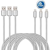 CE-Link Certified ( 3 Pack ) 6 Feet / 2 Meters Nylon Braided Lightning to USB Cord for iPhone iPad iPod