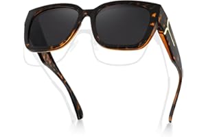 Meeloog Polarized Fit Over Glasses Sunglasses for Women UV Protection, Trendy Square Wrap Around Shades for Driving Riding